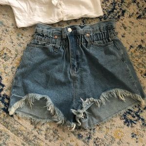Paperbag waist soft denim shorts